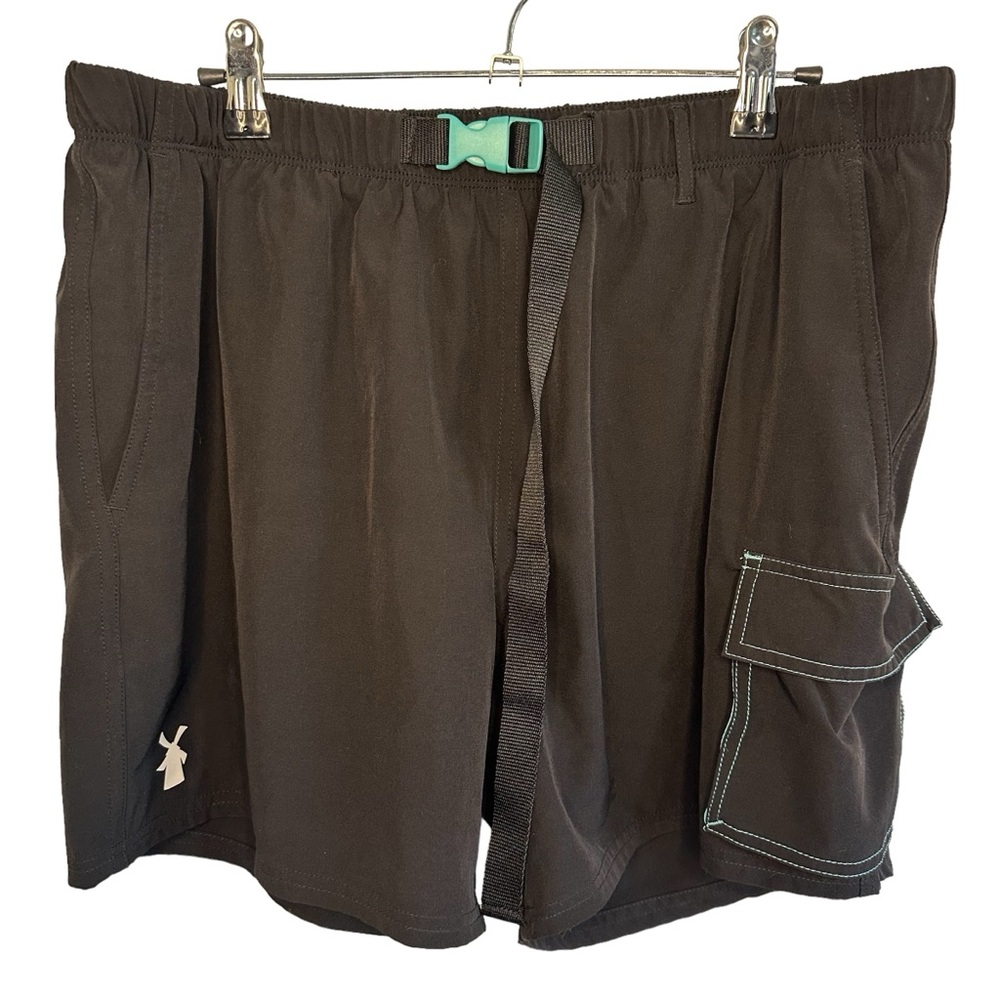 Dutch Bros Swim Shorts XXL Black Thick Quality Pockets Belt DB 1992 RARE